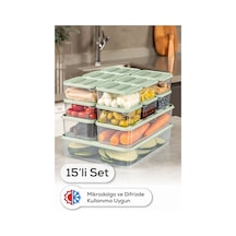 Vienev 15'li Buzdolabı Dondurucu Organizer + Saklama Kabı Mint 12x 350ml 2x 1,65lt 1x 3,5lt