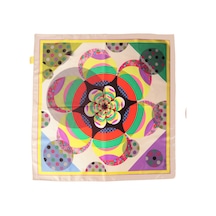Inno 60x60 Cm Premium Saten Desenli Dikişli Fular Bej