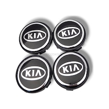 Kia Logolu 56 Mm Siyah Gümüş Geçmeli Jant Göbeği Kapak Seti, 4 Adet Krom Görünümlü
