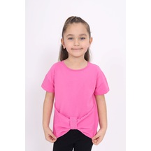 Toontoy Kids Toontoy Kız Çocuk Bisiklet Yaka Kısa Kollu Drapeli Taşlı Tişört Fusya Toontoy Kids Toontoy Kız Çocuk Bisiklet Yaka Kısa Kollu Drapeli Taşlı Tişört Fusya