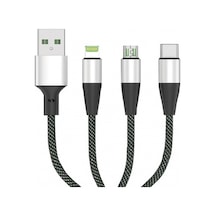 Type-C Micro USB Lighting 3'lü Başlık Power Bank Sarj Kablosu