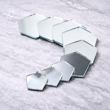 Beşgen Ayna Parçaları 10x10 Cm Mozaik Ayna Cam 100 Adet Hobi & Dekoratif Dıy Set Gri