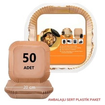 50 Adet Airfryer Pişirme Kağıdı Kare Tabak Model Yağlı Kağıt Pvc Kutulu
