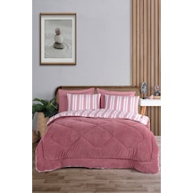 Eponj Home Comfort Set Yeni Nesil Wellsoft Yorganlı 3 Parça Çift Kişilik Soft Line Bordo Bordo