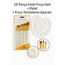 Sanatsal Kiti 10'lu Fırça & Palet & Fırça Temizleyici Profesyonel