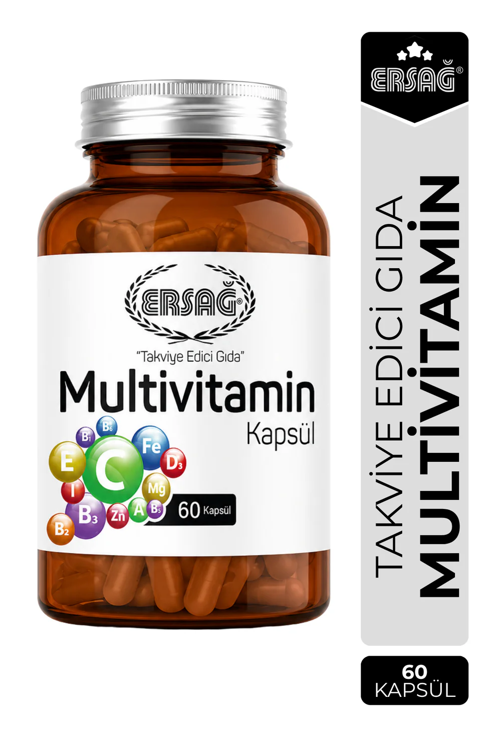 Ersağ Multivitamin Ginseng Ekinezya Zencefil Takviye Edici Gıda 60 Kapsül