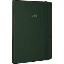 Bujo Defter Vegan Deri , 96 Yaprak, 160 Gr. Beyaz Kağıt ,cepli ,lastikli Yeşil