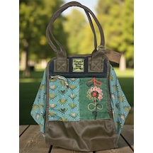 Kaliteli Eskitme Organik Vintage Salaş Desenli Günlük Gezi Seyahat Plaj Kadın Omuz El Çantası M Turkuaz Kahve