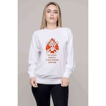 Anime One Piece Skull Kuru Kafa Baskılı Beyaz Kadın Sweatshirt