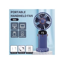 Taşınabilir Dijitalli Mini Fan Şarjlı, Sessiz Ve Güçlü Serinletici Fan Lacivert - 886311102