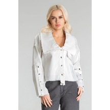 Kadın Power Likralı Pamuklu Kumaş Kol Ve Önü Çıt Çıtlı Pis Dikişli Mont Ekru