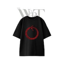 Thewert Ouroboros 1 Tasarım Baskılı Ünisex Siyah Oversize T-shirt