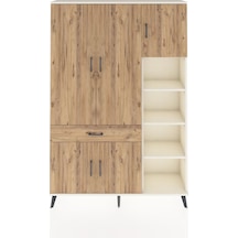 Arges Dolap 10 Raflı Tek Çekmeceli 5 Kapaklı 132x30x195 Aytaşı-çam/çam Atlas Çam/atlas Çam