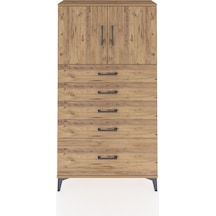 Arges Dolap 2 Raflı 5 Çekmeceli 2 Kapaklı 88x30x163 Çam-çam Çam