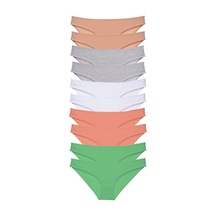 10 adet Süper Eko Set Likralı Kadın Slip Külot Ten Gri Beyaz Pudr Çok Renkli