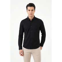 Advante Erkek Spor Slim Fit Uzun Kol Petek Dokulu Gömlek Bgl-st05482 Siyah