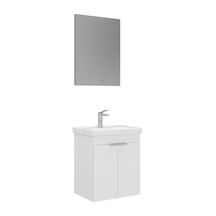Orka Desna 50 Cm Mat Beyaz Düz Aynalı Banyo Dolabı Takımı Beyaz