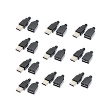 Dişi Usb-erkek Usb Şarj Soketi Seti 10 Erkek Soket 10 Dişi Soket