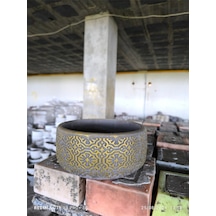 Dantel Desen Gold Gri Beton Saksı