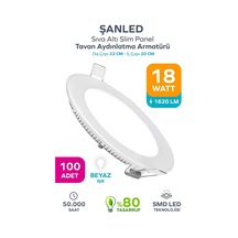 18w Tasarruflu Led Yuvarlak Beyaz/gün Işık Sıva Altı Slim Panel Tavan Aydınlatma Armatürü Beyaz-100 Adet Çok Renkli