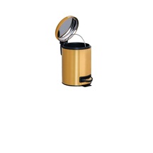 Metal Gold Renkli Pedallı Ofis Banyo Wc Çöp Kovası 5 Lt İç Kovalı Altın