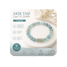 Akik Taşı Doğal Taş Bileklik 17-18 Cm Mavi Mavi