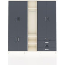 Arges Dolap 14 Raflı 4 Çekmeceli Tek Askılı 220x30x243 Aytaşı-antrasit/antrasit Antrasıt/antrasıt