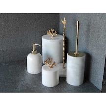 Beyaz Mermer Gold Başak Aksesuarlı 5'li Banyo Seti Beyaz