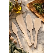 Doğal Diş Budak Ağacı Ahşap Tahta Kaşık Spatula Seti Ağaç Kaşık 4 Lü Set Dşb-103 Ahşap