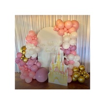 Krom Gold Retro Toz Pembe Makaron Pembe Ve Beyaz Balon Zinciri 100 Adet Mix
