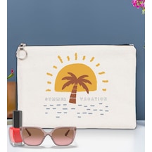 Bk Gift Yaz Temalı-6 Astarlı Portföy Çanta 30x21cm, Baskılı El Çantası, Organizer Çanta Çok Renkli
