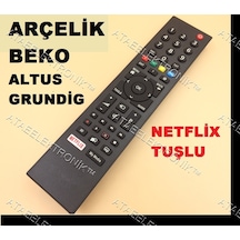 Arçelik  Beko Grundig Altus Uyumlu Netflix Tuş Led Tv Televizyon Kumanda