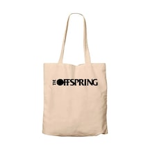 The Offspring Text Krem Fermuarlı Bez Çanta Gabardin
