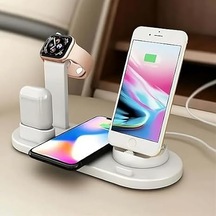 Kama 4'ü 1 Arada Kablosuz Hızlı Şarj İstasyonu: Apple iPhone Uyumlu   15-12 Pro Max, Apple Watch, Airpods Ve Android Telefonlar İ