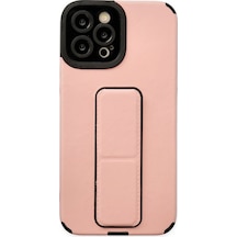 Newface Apple Uyumlu iPhone 12 Pro Max Kılıf Mega Standlı Silikon - Pudra pudra