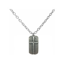 Antik Haç Künye Kolye 60 Cm Zincirli, Vintage & Unisex Metal Takı Çok renkli
