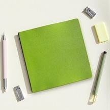 Defter, Noktalı Not Defteri Pu Deri Not Defteri 16,5x16,5 Cm, 96 Yaprak 192 Sayfa , 90 Gr Ivory Kağıt, Esnek Kapak, Ofis Ve Kırtasiye Fıstık Yeşili