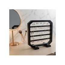 Modern Siyah Küpe Standı, Takı Düzenleyici, Takı Standı , Kolye Askısı , 4 Bölmeli Organizer