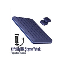 Çift Kişilik Şişme Yatak - 2 Yastık Ve El Pompası Hediyeli Çok Renkli