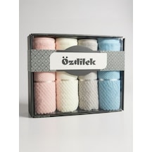 Kadife Bright Renkli 4 Lü Kutulu Havlu Seti %100 Pamuk, Yumuşak Ve Şık 50 90 Cm Pembe,mavi,krem,lila