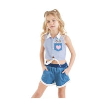 Denokids Rakun Kız Denim Şort Gömlek Takım Çok Renkli