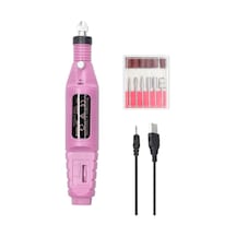 Lemestar Usb Güç Kaynaklı Mini Elektrikli Tırnak Bakım Makinesi 6 Başlık Hız Ayarlı Manik,pembe