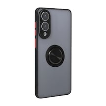 Samsung Galaxy Uyumlu - S25 Edge Kılıf Montreal Yüzüklü Silikon Kapak - Siyah