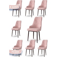 Canisa Trex Serisi, 1.sınıf Babyface Kumaş Siyah Metal Ayak 8 Adet Pembe Sandalye Sandalye Pembe Ayaklar Siyah