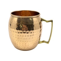 Otantik Dövme Metal Kupa - Gold Pirinç Kulplu Dekoratif Sunum Bardağı
