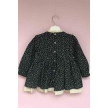 Nota Desenli Ve Fırfır Detaylı Kız Çocuk Bebek Elbise 001