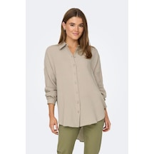Only 15267998 Onlthyra Oversızed Shırt Noos Wvn Ss Kadın Gömlek Oxford Tan