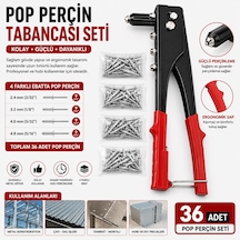 Pop Perçin Tabancası Seti 4 Farklı Ebat 36 Adet Perçinli