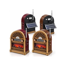 Solar - İbreli Şömineli Radyo - Retro Am - Fm - Sw Usb - Type-c Sarjlı Bt - Tf - Usb Speaker Yg-6041bts 5705