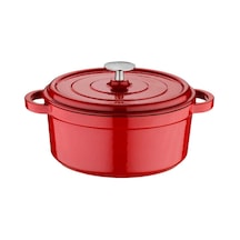 Olika Iron 24cm Demir Döküm Derin Tencere Kırmızı
